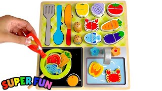 Toy Learning Video for Toddlers - Learn Food Names with Kitchen Puzzle