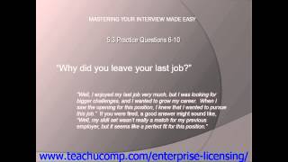 Interviewing Skills Training Tutorial- Practice Questions 6-10 Lesson