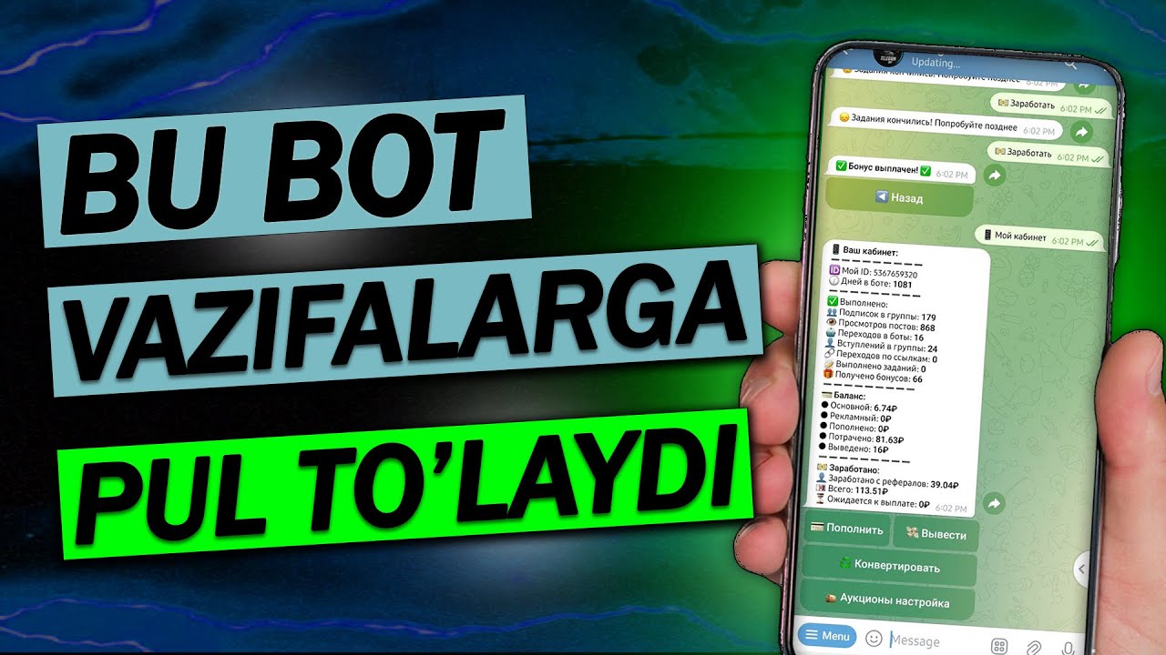 Telegramda Vazifa Bajarib 1000 RUBL💸 Ishlash