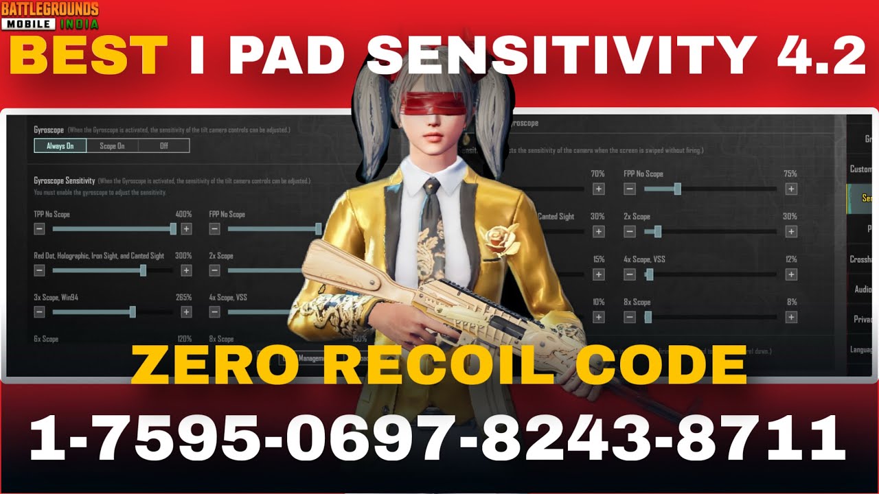 BGMI 4.2 UPDATE 🔥 Best iPad Sensitivity Settings | Zero Recoil + Gyroscope Code | POISONYK ❤️