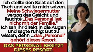Beim Familienessen sagte sie： „Bedienung isst nicht“ – ich： „Die Bedienung besitzt das Resort