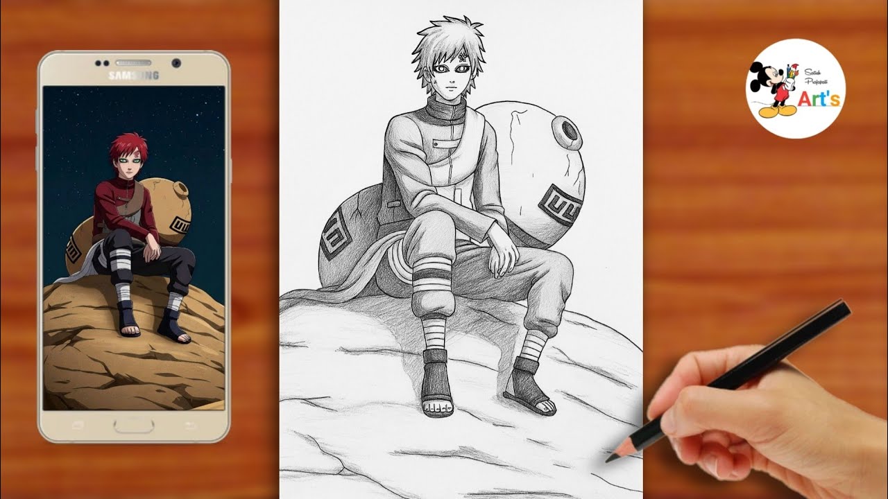 Gaara Drawing Full Body || Easy Naruto Anime Drawing -step by step