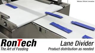 RonTech Lane Divider - a clever way to reduce belt speeds for unscrambled products