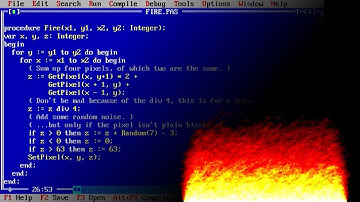 Old school VGA fire animation using Turbo Pascal / DOSBox