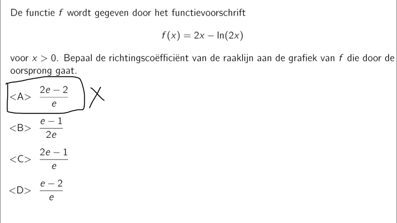 904 Wiskunde vraag 7 2018 Toelatingsproef Tandarts Vlaanderen