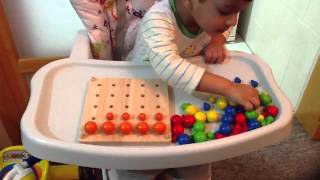 Details 2 Year old/ 25 months old child,Moksh plays with a creative peg board by Plan Toys Guide
