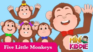 Five Little Monkeys | Nursery Rhymes with Lyric | Kids Songs | Mini Kiddie