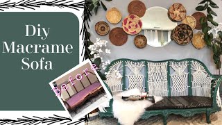 DIY Upcycled Macrame Sofa/bench collab with Debi's Design Diary