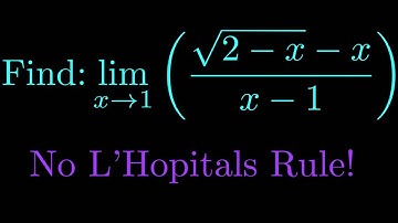 Find the limit of (sqrt(2-x) - x)/(x-1) as x approaches 0 WITHOUT L