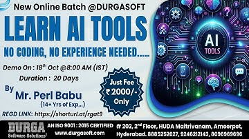 LEARN AI TOOLS - NO CODING, NO EXPERIENCE NEEDED Online Training @ DURGASOFT