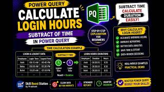 Subtract Time in Power Query Easily | Calculate Working Hours in Power B @SkillBoostStation