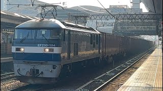 【フル積載‼️】5064レ EF210-104号機【岡】+コキ24B 京都駅通過シーン #ef210旧塗装 #コキ #貨物列車 #京都駅 #通過シーン 