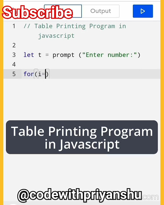 javascript : table Printing Program in javascript | #shortsvideo # ...