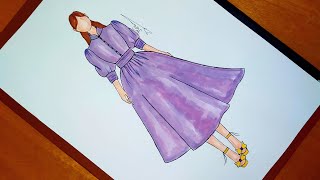 تعلم رسم فستان جميل وسهل جدا خطوة بخطوة  \ Comment dessiner une robe