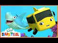 Baby Shark Family - Playing in the Ocean | GO BUSTER | Super Kids Cartoons &amp; Songs | MOONBUG KIDS