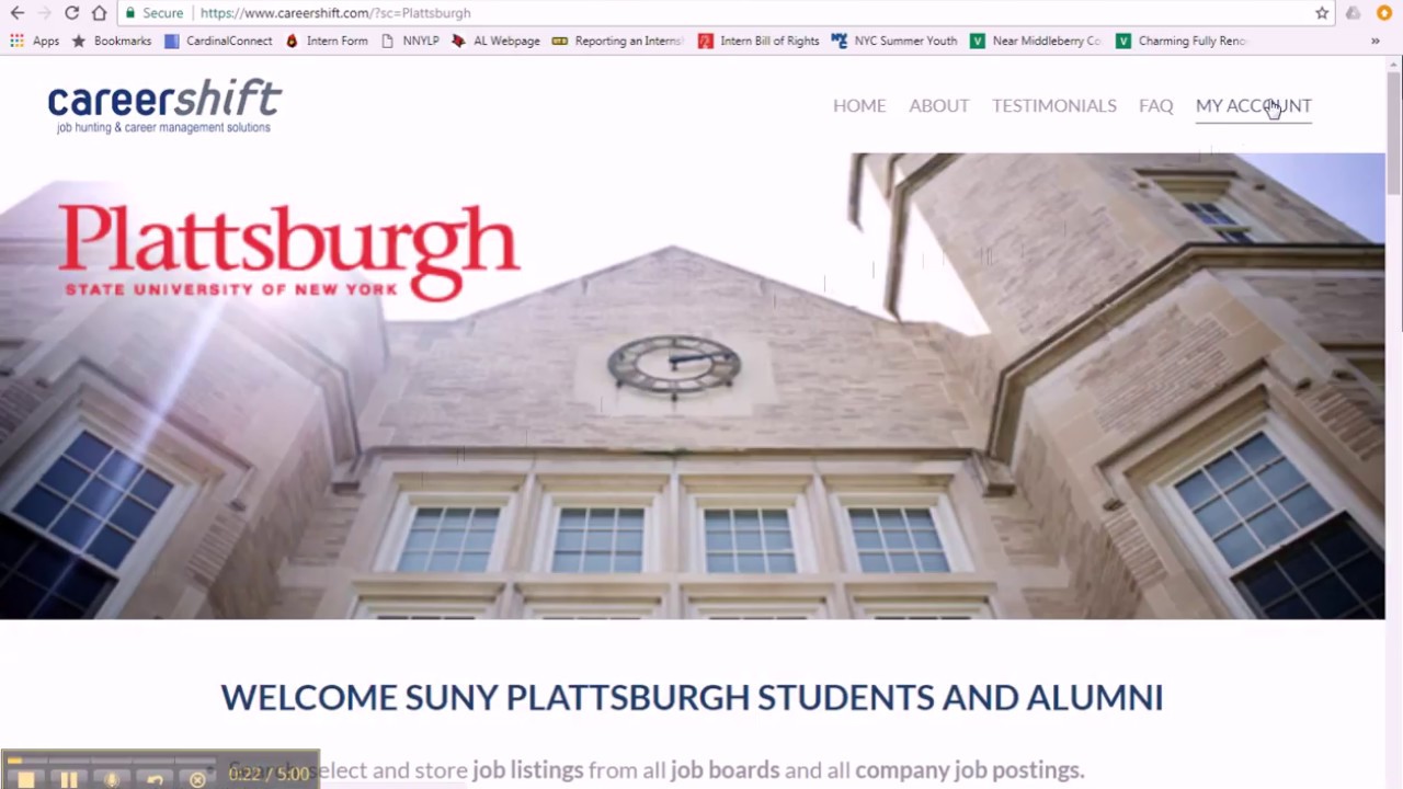 SUNY Plattsburgh CDC CareerShift Job & Internship Search YouTube