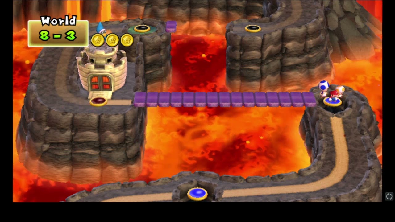 new super mario bros wii world 8 complete (3 players but they are synchronized)