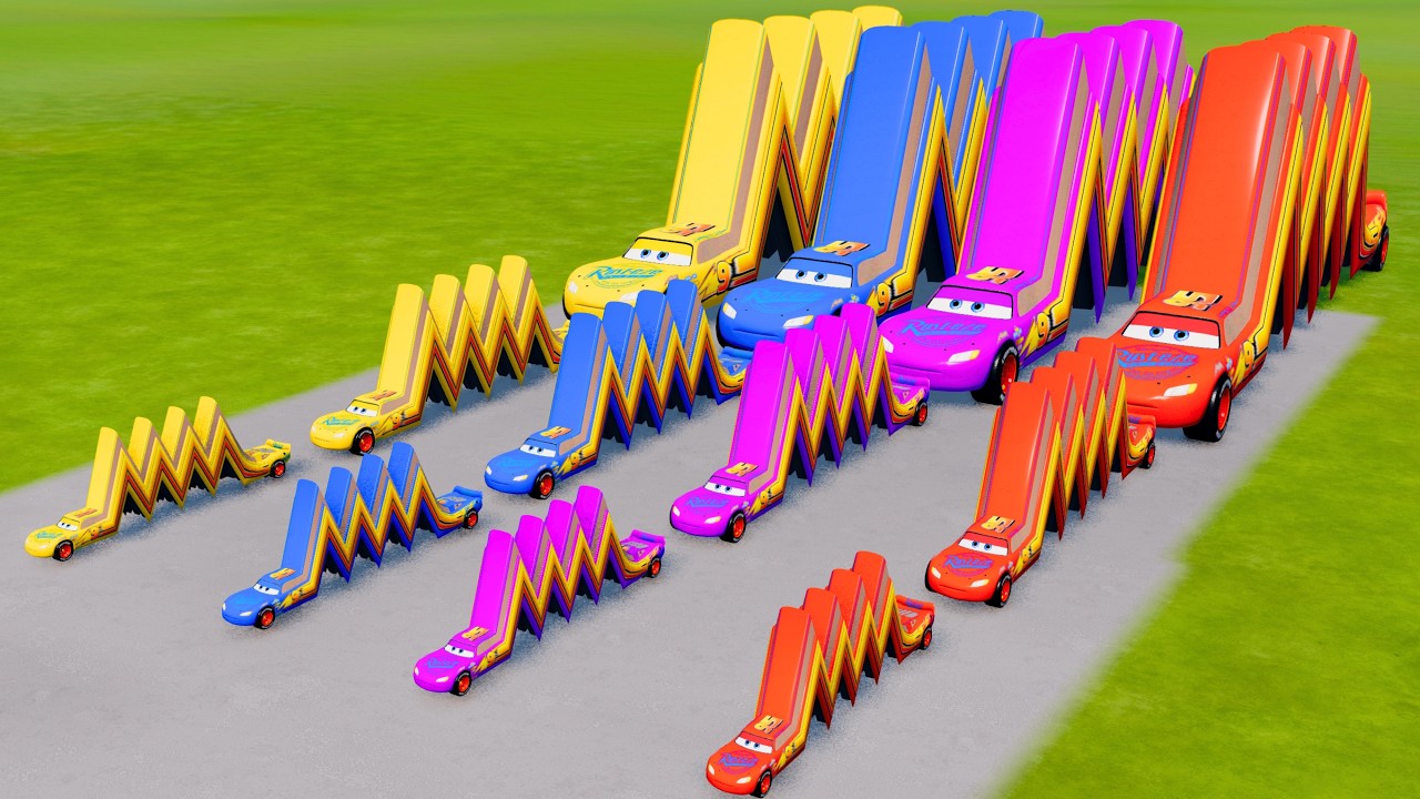 Big & Small McQueen Curly VS Train | BeamNG.drive