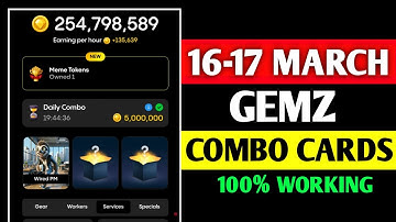 Gemz daily combo today 16-17 March | gemz daily combo card | today Combo gemz