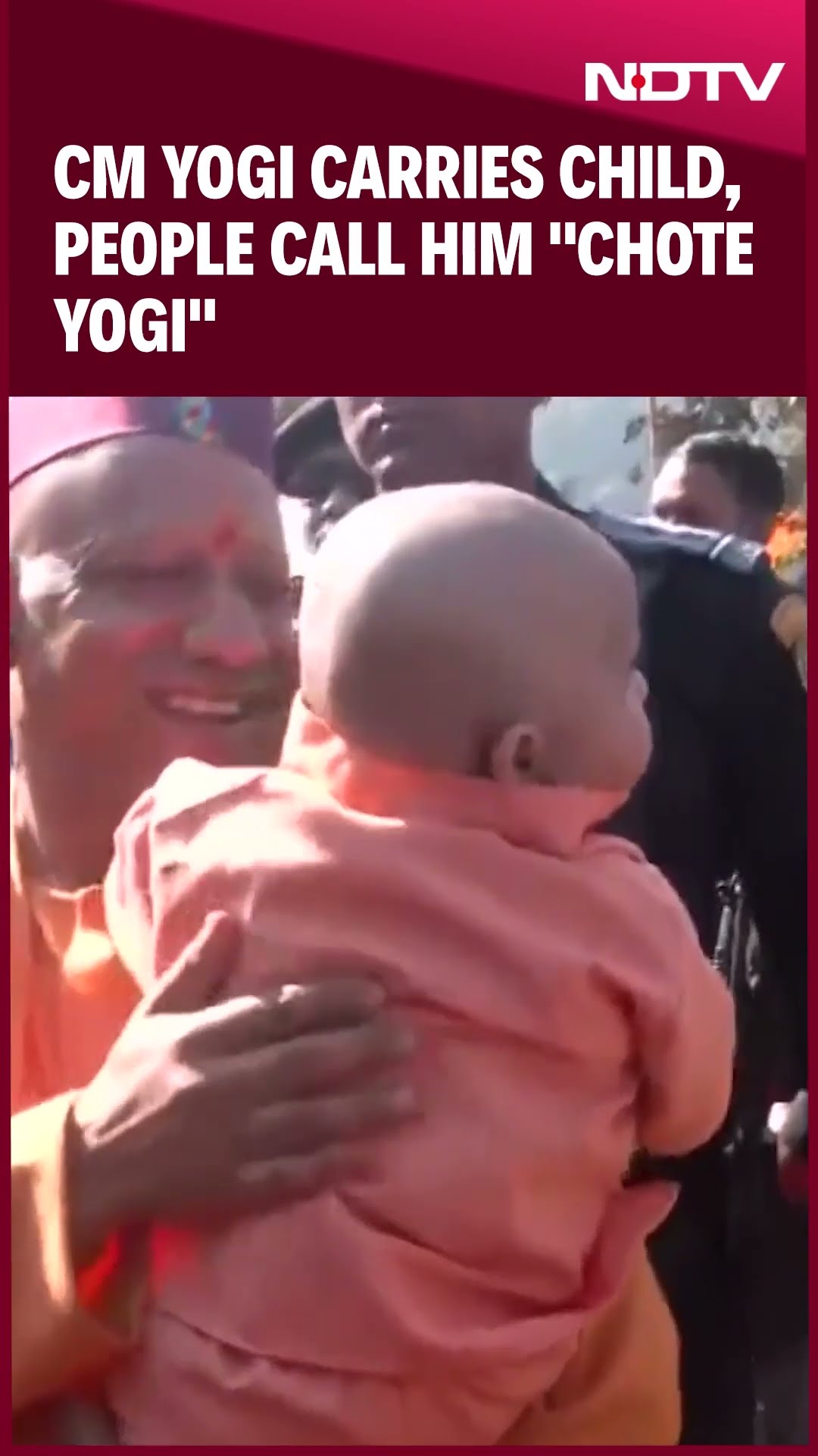 Uttar Pradesh Chief Minister Yogi Adityanath Carries Child, People Call Him “Chote Yogi”