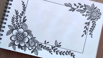 Easy and Simple Border Design for Project | Easy corner Flower Drawing Tutorial For Beginners Simple