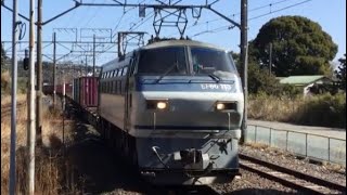 東海道本線 EF66-113牽引 貨物列車 湯河原通過