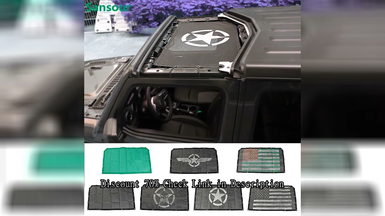 Sansour Car Roof Mesh Bikini Top Sunshade Cover UV Sun Shade Mesh for Jeep Wrangler JL Gladiator 201