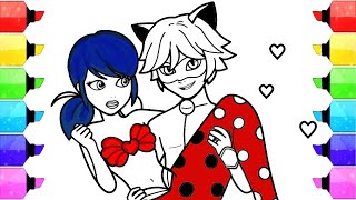 Ladybug mermaid and Cat Noir come to life with markers | Miraculous coloring page