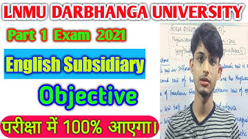 Lnmu Part 1 English Subsidiary 100 Marks VVI Objective for exam 2021||Lnmu English Pass/Subsidiary🔥