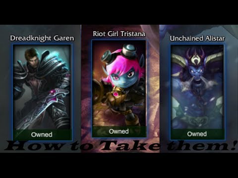 How to take free the skin of Tristana Alistar and Garen - YouTube