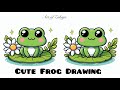 How to draw cute Frog tutorial | SIMPLE FROG DRAWING STEP BY STEP #artofzakiya