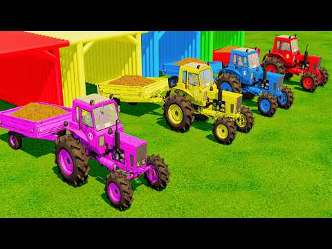 Mini Tractors With COLORS - OMG ! HUGE SHOVEL with CAT Backhoe & Big Trucks in Farming Simulator 25