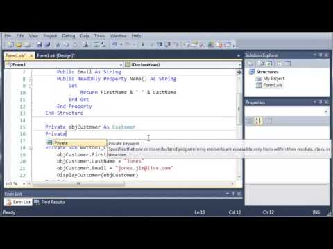 Visual Basic Tutorial   70   ReadOnly Properties ‏