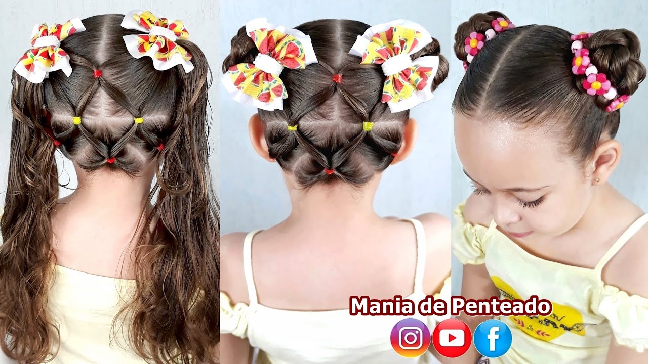 Penteado Infantil com Ligas em Maria Chiquinha ou Coque Duplo | Two Buns  With Rubber Band Details - thptnganamst.edu.vn