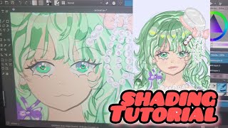 Pro Anime Shading! Painting detailed Hair and Eyes | Green haired Candygirl Drawing (Krita Tutorial) screenshot 4