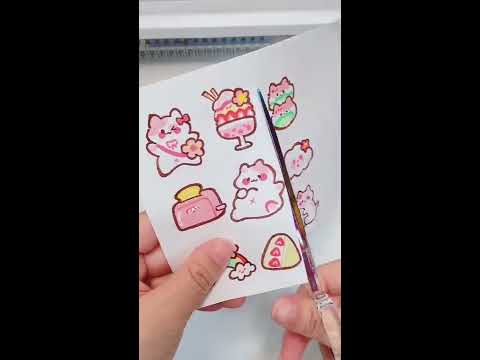 DIY sticker pink cat 🌸🐱🌷 #diycrafts #sticker #asmr - YouTube