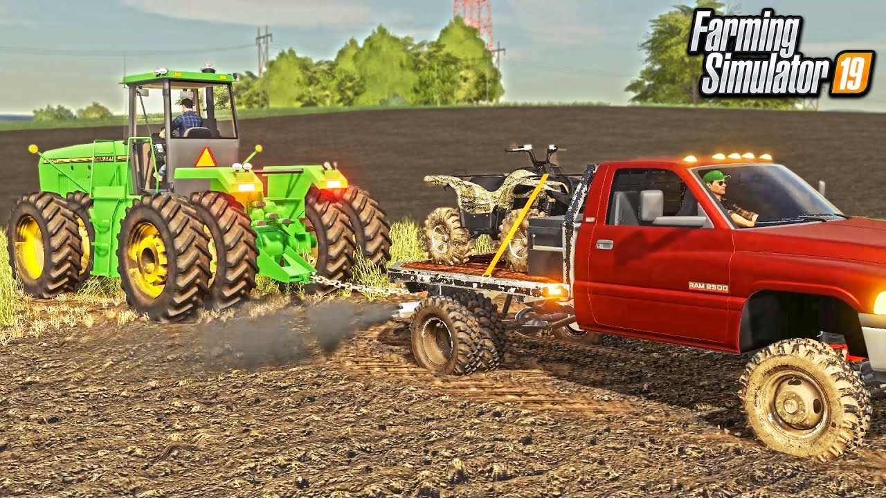 farming simulator 2019 latest news BIG JOHN DEERE IS STUCK IN MUD- DUALLY TO THE RESCUE! (ROLEPLAY) | FARMING SIMULATOR 2019