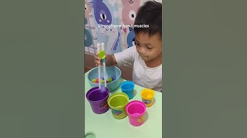 Fine Motor Activity with chopsticks and pompom balls | Color Sorting Activity