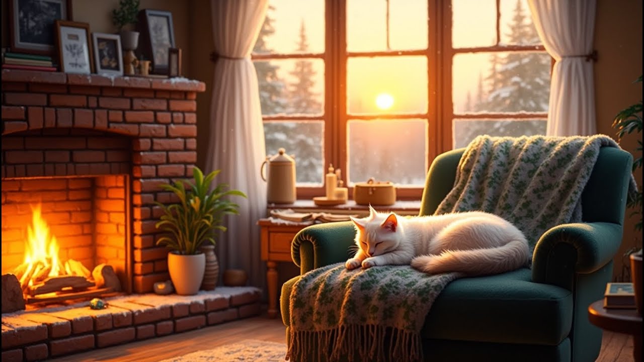 Cozy Fireplace Music 🔥 Relaxing Lofi for Study and Stress Relief
