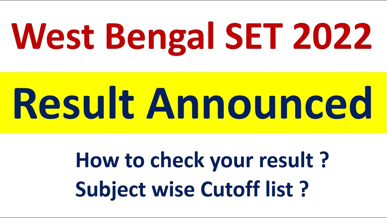 West Bengal SET 2022 Result Out | WBSET Result  2022 |