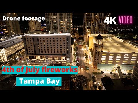4th of July Fireworks in Tampa Bay 4K drone video
