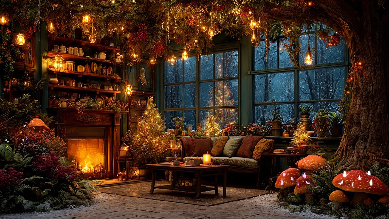 Christmas Magical Music 2025 w/ Warm Crackling Fireplace 🔥 Cozy Winter ...