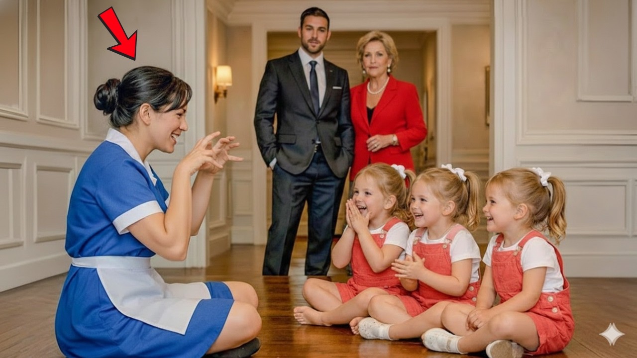 عاد رجل الأعمال إلى المنزل برفقة أمه… فتجمّد حين رأى ما كانت العاملة تفعله مع توأماته الثلاث