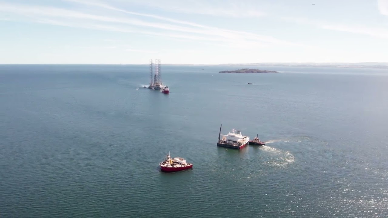 Semi-submerged Boat from the air