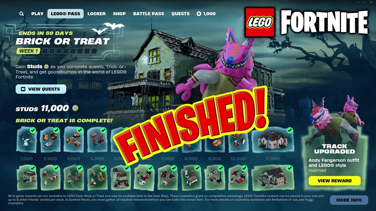 Completing the brick or treat lego pass lag is fixed new weekly