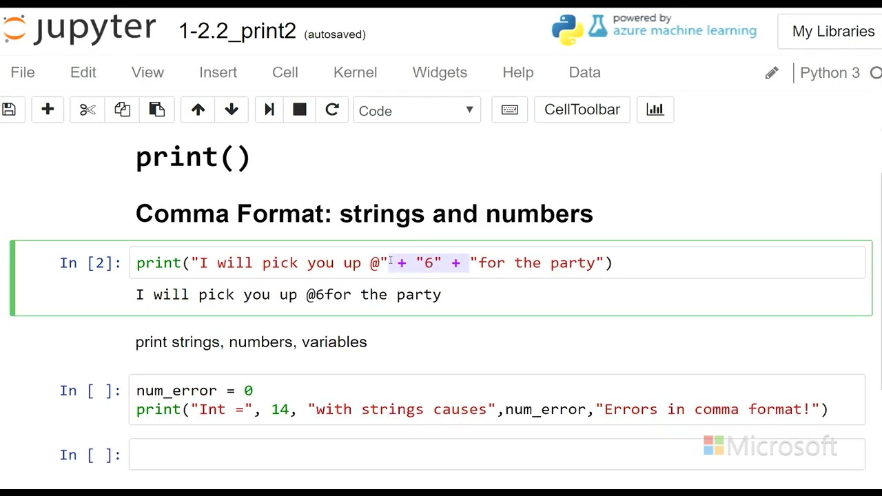 Yoghurt rigdom Diktatur printing numbers with strings - Introduction to Python: Absolute Beginner  Module 1 Video 18 - YouTube