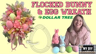 FLOCKED BUNNY WREATH | DOLLAR TREE EASTER WREATH DIY | EASTER BUNNY WREATH | EGG WREATH FORM Wealth