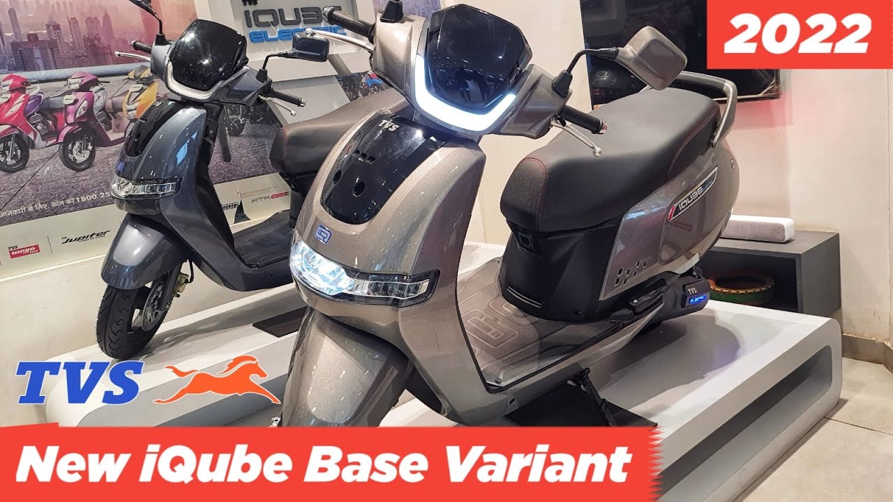 New 2022 Tvs iQube Electric Base Variant 100 KM Price Grey