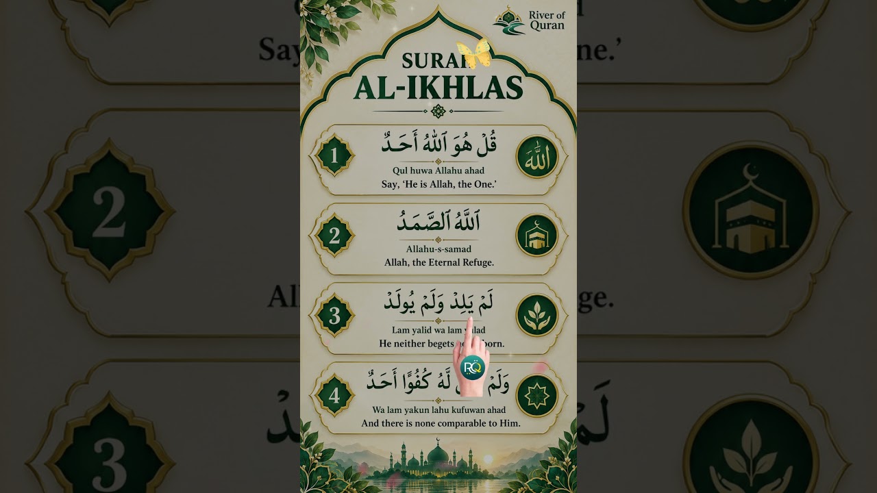 Surah Al-Ikhlas 🤍 Arabic & English Translation | #Shorts