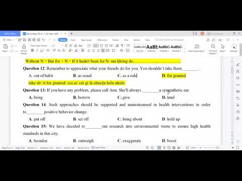 Video TIẾNG ANH 12 - ĐỀ CƯƠNG HỌC KỲ 2 - TEST 1 CÔ THU OANH - YouTube